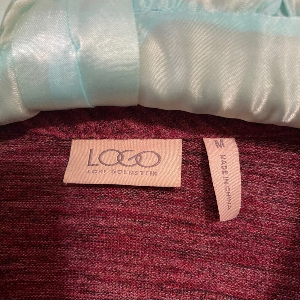 LOGO By Lori Goldstein Knit Cardigan Faux Suede - Picture 4 of 8